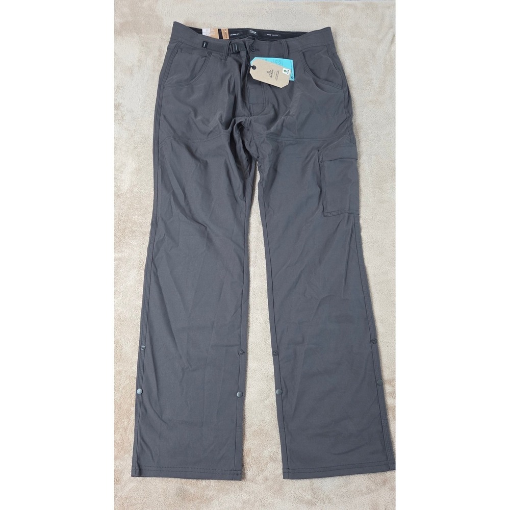 PrAna Stretch Zion Pant II Men's 33" Size 35(36) Gray Relaxed Fit Cargo NEW